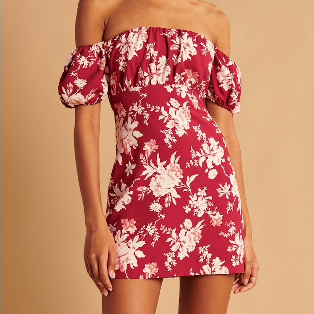 NWT Abercrombie & Fitch Off-the-Shoulder Floral Mini Dress, Size Medium.